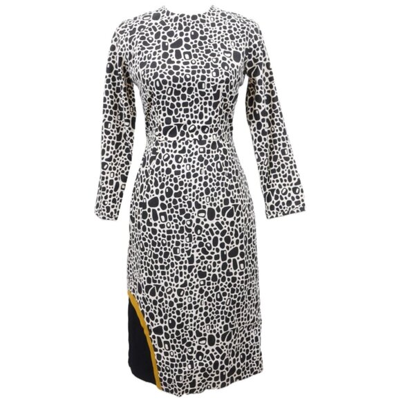 Peter Jensen Art to Wear Abstact Cotton Silk Midi Dress Business Office Size XS - Picture 1 of 12